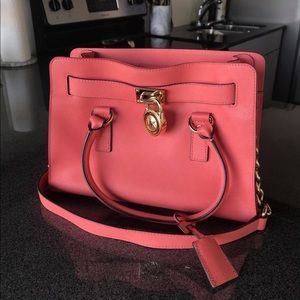 Michael Kors Hamilton Saffiano Satchel, Coral